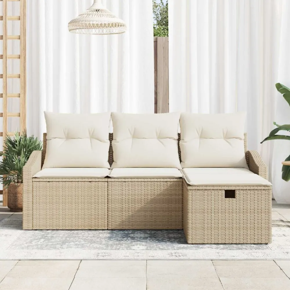 vidaXL Ensemble de Canapés avec coussin 4 pcs polyrotin