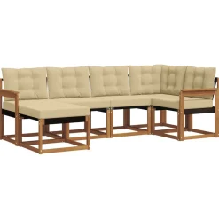 Ensembles De Meubles-vidaXL Ensemble de canapés d'extérieur 6 pcs Naturel et beige