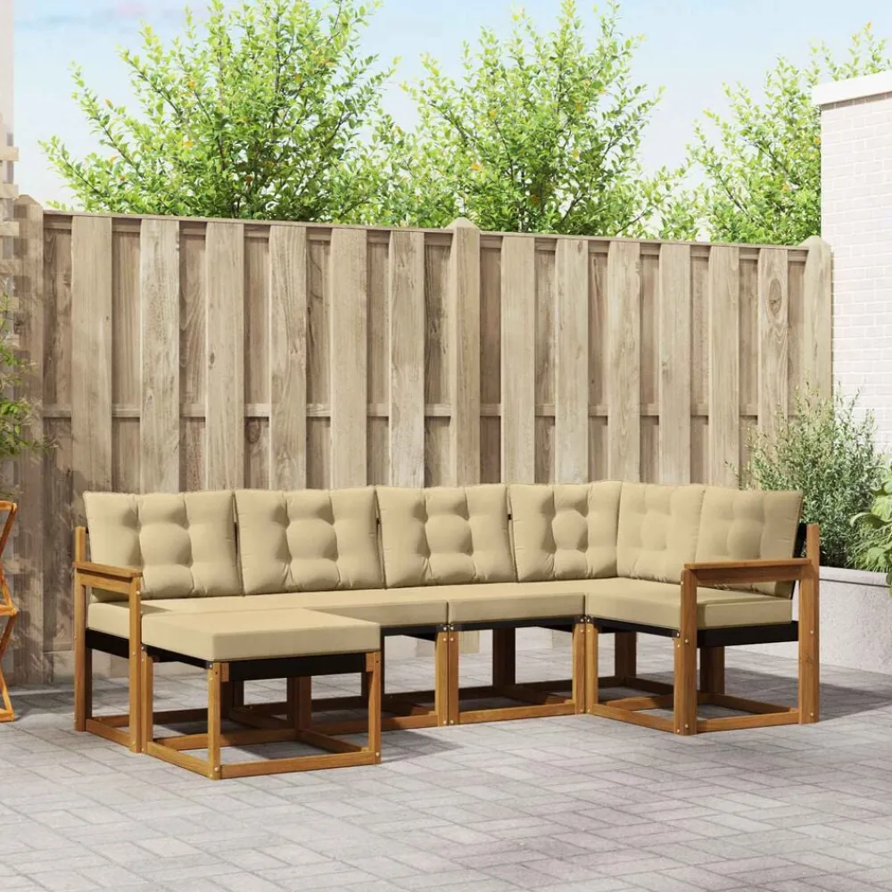 Ensembles De Meubles-vidaXL Ensemble de canapés d'extérieur 6 pcs Naturel et beige