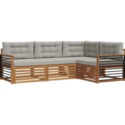 Ensembles De Meubles-vidaXL Ensemble de canapés d'extérieur 4 pcs Gris Naturel et Clair Naturel et gris clair