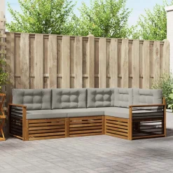 Ensembles De Meubles-vidaXL Ensemble de canapés d'extérieur 4 pcs Gris Naturel et Clair Naturel et gris clair