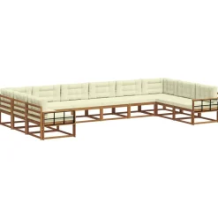 Ensembles De Meubles-vidaXL Ensemble de canapés d'extérieur 10 pcs Naturel et Crème Naturel et crème