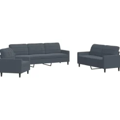 Canapés-vidaXL Ensemble de canapés 3 pcs avec coussins Velours Gris foncé