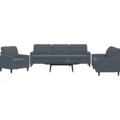 Canapés-vidaXL Ensemble de canapés 3 pcs avec coussins Velours Gris foncé