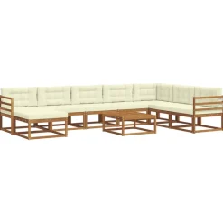Ensembles De Meubles-vidaXL Ensemble de canapés d'extérieur 9 pcs Naturel et Crème Naturel et crème