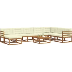 Ensembles De Meubles-vidaXL Ensemble de canapés d'extérieur 9 pcs Naturel et Crème Naturel et cr&egrave;me