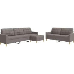 Canapés-vidaXL Ensemble de canapés 3 pcs avec repose-pied tissu Taupe