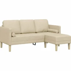 Canapés-vidaXL Ensemble de Canapés avec coussin Crème Polyester Cr&egrave;me