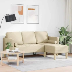 Canapés-vidaXL Ensemble de Canapés avec coussin Crème Polyester Cr&egrave;me