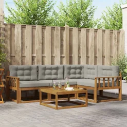 vidaXL Ensemble de canapés d'extérieur 5 pcs Gris Naturel et Clair
