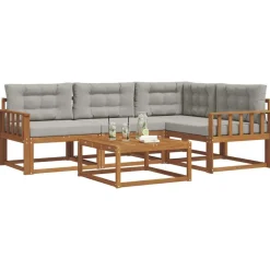 vidaXL Ensemble de canapés d'extérieur 5 pcs Gris Naturel et Clair