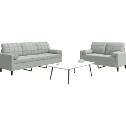 Canapés-vidaXL Ensemble de canapés 2 pcs et coussins et traversins velours Gris clair