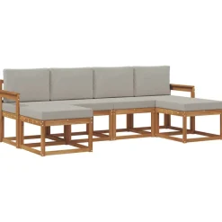 vidaXL Ensemble de canapés d'extérieur 6 pcs Gris Naturel et Clair