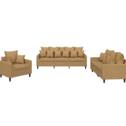 Canapés-vidaXL Ensemble de canapés 3 pcs avec coussins Velours Marron