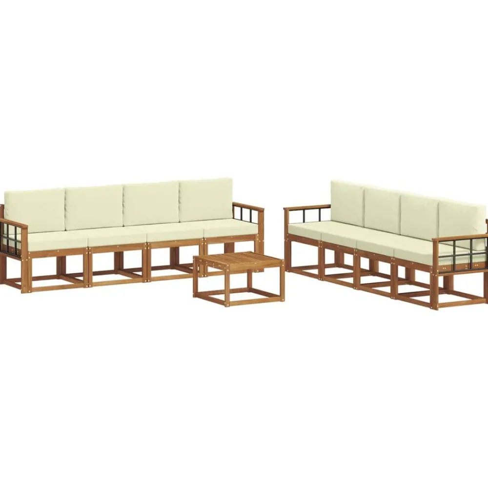 Ensembles De Meubles-vidaXL Ensemble de canapés d'extérieur 9 pcs Naturel et Crème Naturel et crème