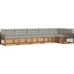 Ensembles De Meubles-vidaXL Ensemble de canapés d'extérieur 6 pcs Gris Naturel et Clair Naturel et gris clair