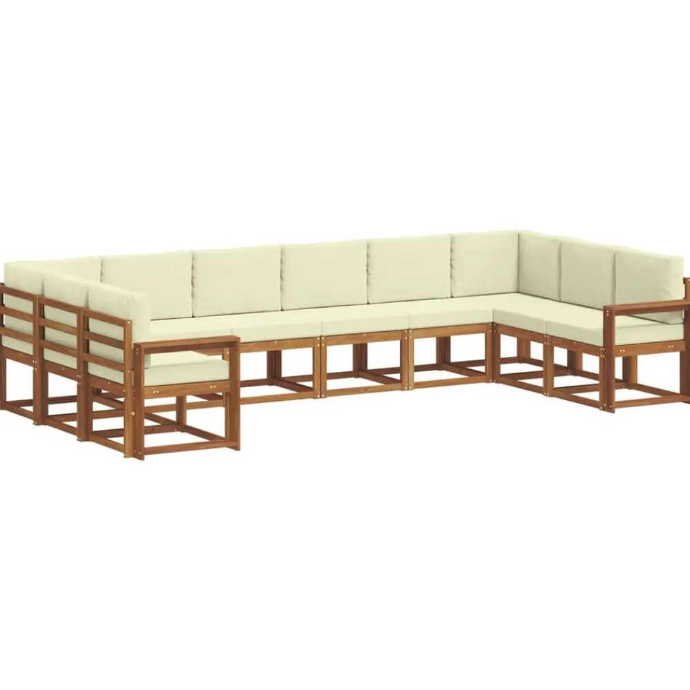 vidaXL Ensemble de canapés d'extérieur 10 pcs Naturel et Crème