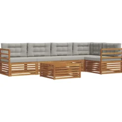 Ensembles De Meubles-vidaXL Ensemble de canapés d'extérieur 6 pcs Gris Naturel et Clair Naturel et gris clair