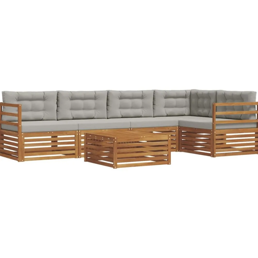 Ensembles De Meubles-vidaXL Ensemble de canapés d'extérieur 6 pcs Gris Naturel et Clair Naturel et gris clair