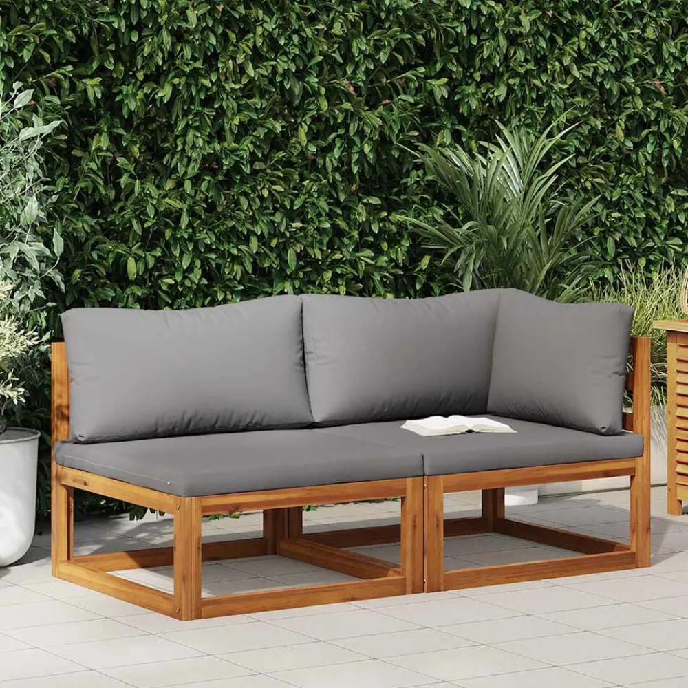 Mobilier De Jardin-vidaXL Ensemble de canapés 2pcs avec coussins Acacia solide Gris foncé