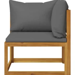 Mobilier De Jardin-vidaXL Ensemble de canapés 2pcs avec coussins Acacia solide Gris foncé