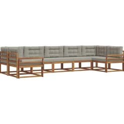 Ensembles De Meubles-vidaXL Ensemble de canapés d'extérieur 7 pcs Gris Naturel et Clair Naturel et gris clair