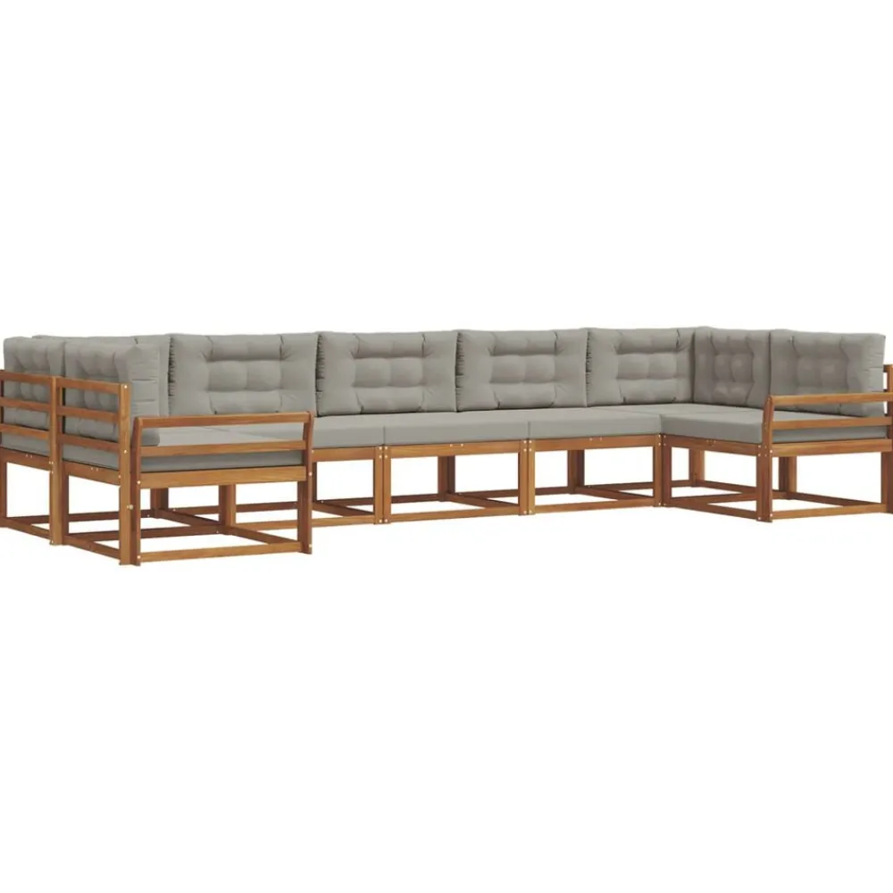 Ensembles De Meubles-vidaXL Ensemble de canapés d'extérieur 7 pcs Gris Naturel et Clair Naturel et gris clair