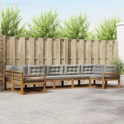Ensembles De Meubles-vidaXL Ensemble de canapés d'extérieur 7 pcs Gris Naturel et Clair Naturel et gris clair