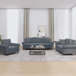 Canapés-vidaXL Ensemble de canapés 3 pcs avec coussins velours Gris foncé