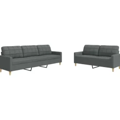 Canapés-vidaXL Ensemble de canapés 2 pcs tissu Gris foncé