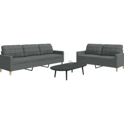 Canapés-vidaXL Ensemble de canapés 2 pcs tissu Gris foncé
