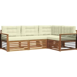 Ensembles De Meubles-vidaXL Ensemble de canapés d'extérieur 4 pcs Naturel et Crème Naturel et crème