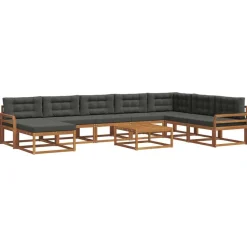 Ensembles De Meubles-vidaXL Ensemble de canapés d'extérieur 9 pcs Naturel et anthracite