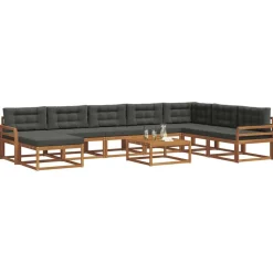 Ensembles De Meubles-vidaXL Ensemble de canapés d'extérieur 9 pcs Naturel et anthracite
