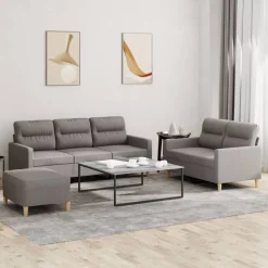 vidaXL Ensemble de canapés 3 pcs avec coussins Tissu