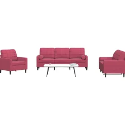 Canapés-vidaXL Ensemble de canapés 4 pcs avec coussins et traversins velours Rouge bordeaux