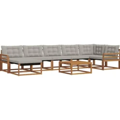 vidaXL Ensemble de canapés d'extérieur 8 pcs Gris Naturel et Clair