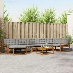 vidaXL Ensemble de canapés d'extérieur 8 pcs Gris Naturel et Clair