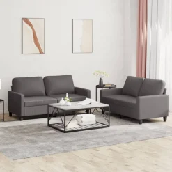 vidaXL Ensemble de canapés 2 pcs avec coussins Similicuir