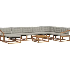 Ensembles De Meubles-vidaXL Ensemble de canapés d'extérieur 9 pcs Gris Naturel et Clair Gris clair et naturel