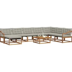 Ensembles De Meubles-vidaXL Ensemble de canapés d'extérieur 9 pcs Gris Naturel et Clair Gris clair et naturel
