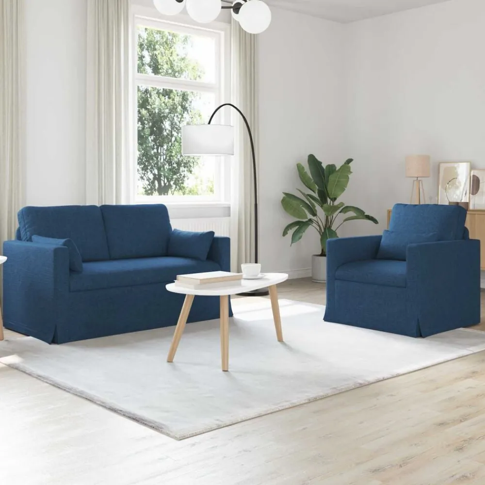 Canapés-vidaXL Ensemble de Canapés 2 pcs 139 x 78 x 80 cm tissu Bleu