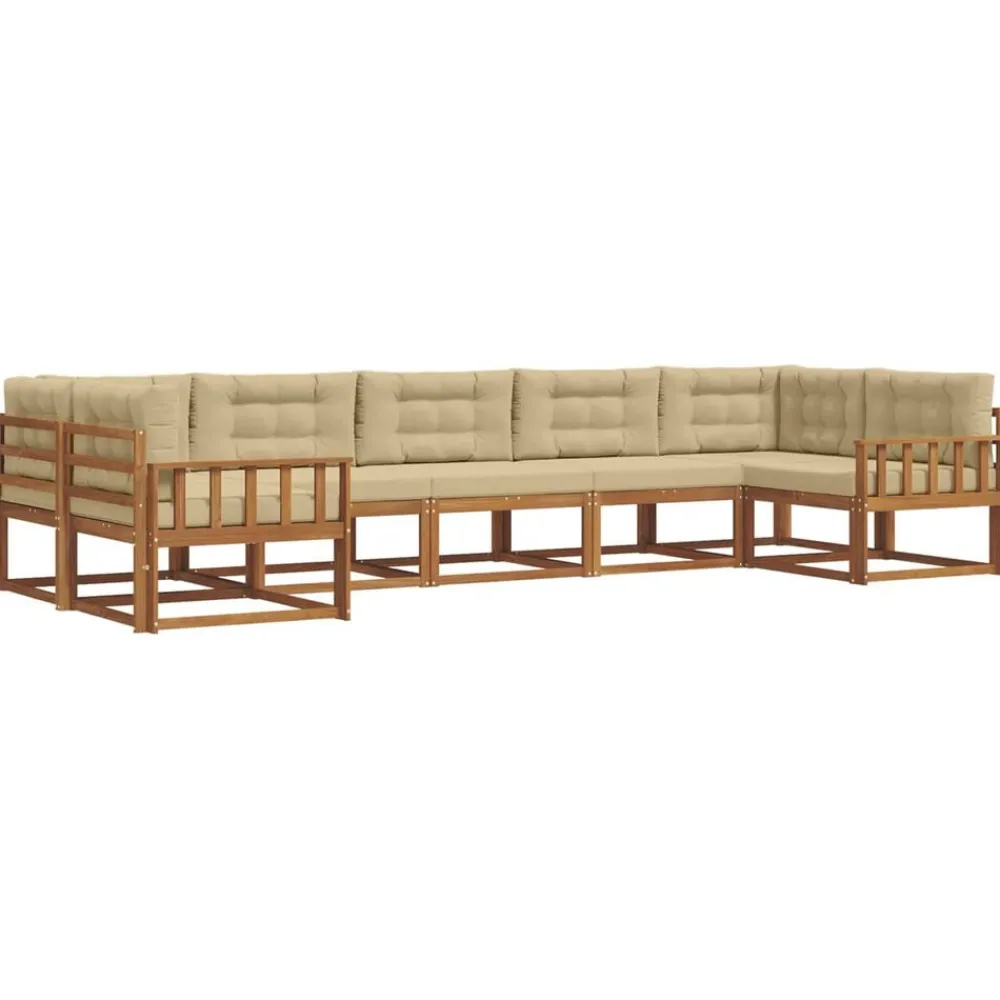 Ensembles De Meubles-vidaXL Ensemble de canapés d'extérieur 7 pcs Naturel et beige