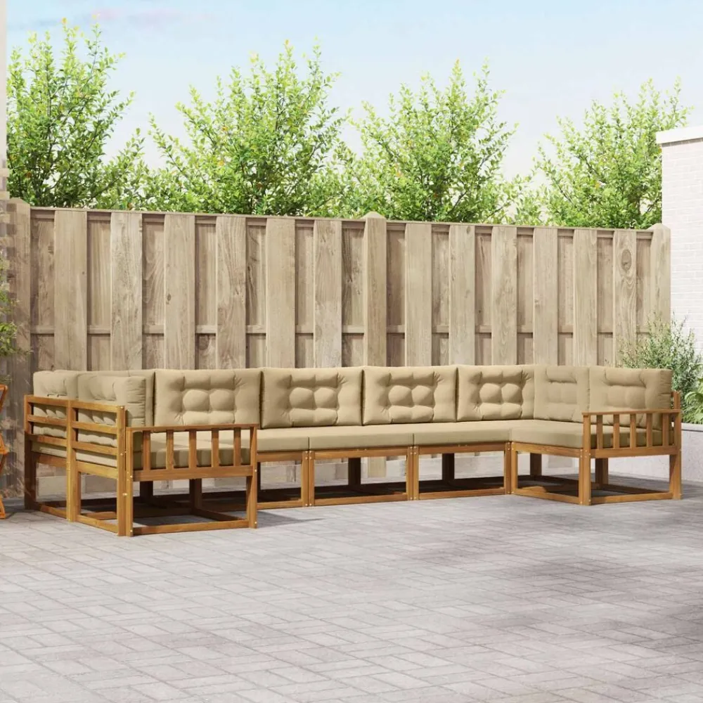 Ensembles De Meubles-vidaXL Ensemble de canapés d'extérieur 7 pcs Naturel et beige
