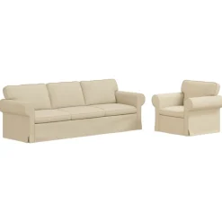 vidaXL Ensemble de Canapés 2 pcs Crème 245 x 82 x 80 cm tissu