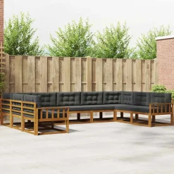 Ensembles De Meubles-vidaXL Ensemble de canapés d'extérieur 9 pcs Naturel et anthracite