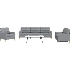 Canapés-vidaXL Ensemble de canapés 3 pcs coussins décoratifs tissu Gris clair
