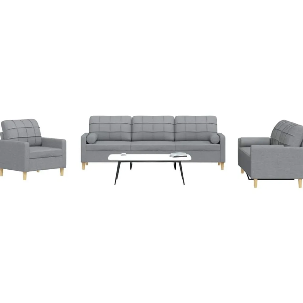 Canapés-vidaXL Ensemble de canapés 3 pcs coussins décoratifs tissu Gris clair