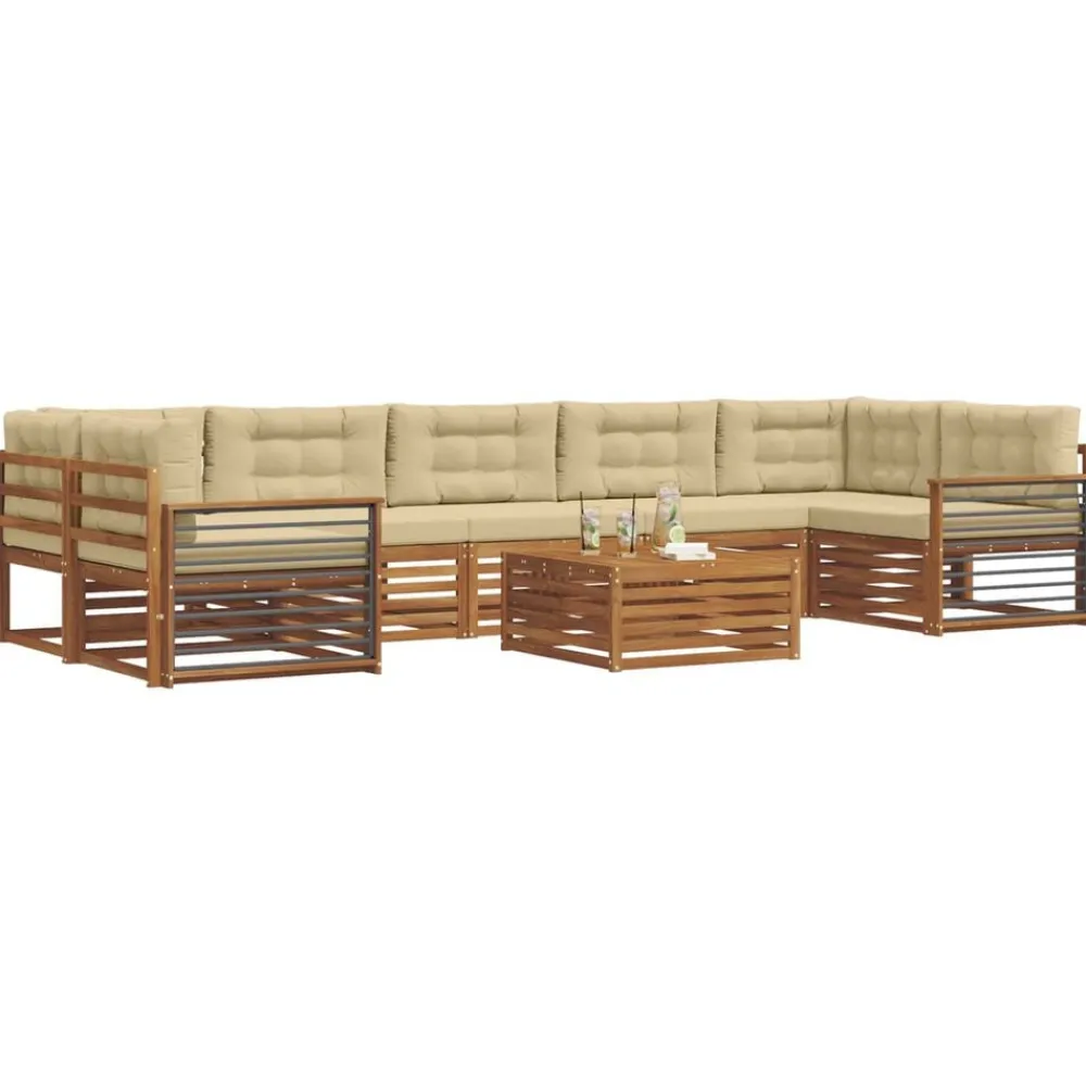 Ensembles De Meubles-vidaXL Ensemble de canapés d'extérieur 8 pcs Naturel et beige