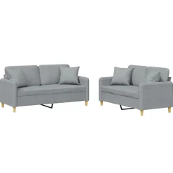 vidaXL Ensemble de canapés 2 pcs coussins tissu